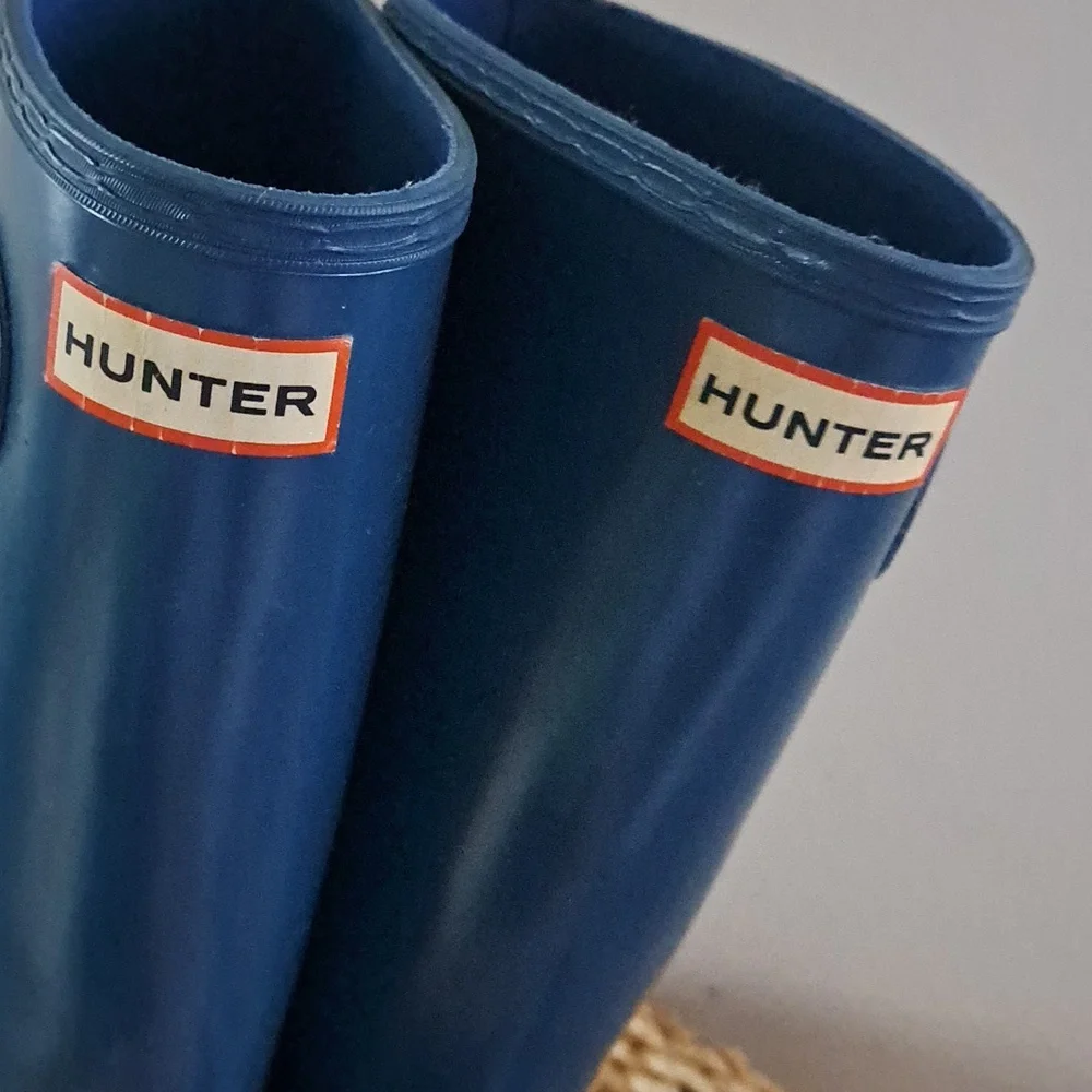 Hunter Youth Original Tall Wellington Rain Pull-On Boots Gloss‎ Teal B4/G5